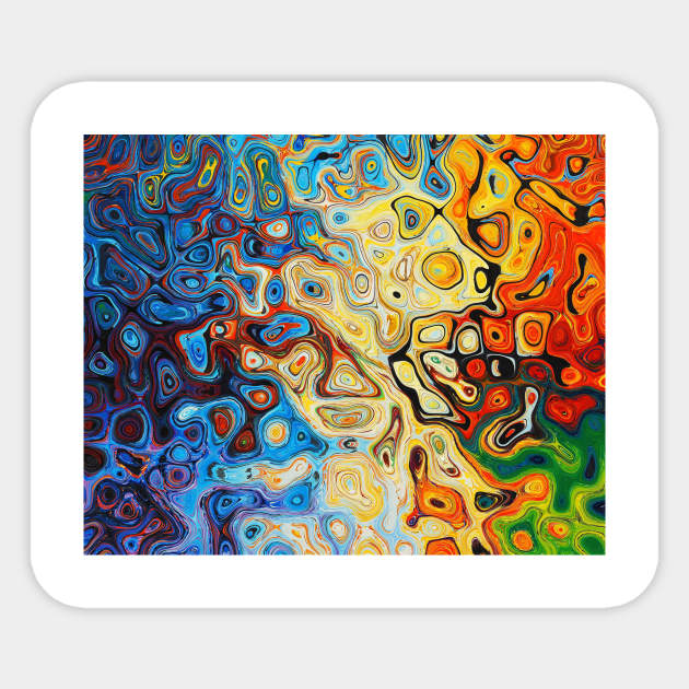 Abstraction and destruction - Colourful melange of shapes and colours Sticker by Montanescu